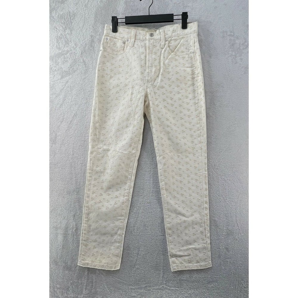 NWT Madewell Jeans Womens 26 The Perfect Vintage Embroidered Eyelet Cream Skinny